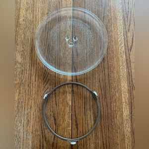 Microwave Turntable Glass Plate Tray 610 Replacement Y34 10” With Ring